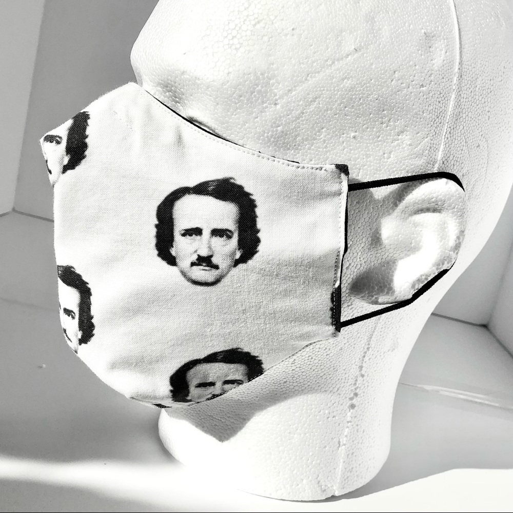Men’s Edgar Allen Poe Face Mask w/Pocket & NW